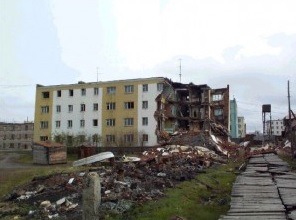 Thawing permafrost destroyed this apartment building in Siberia.